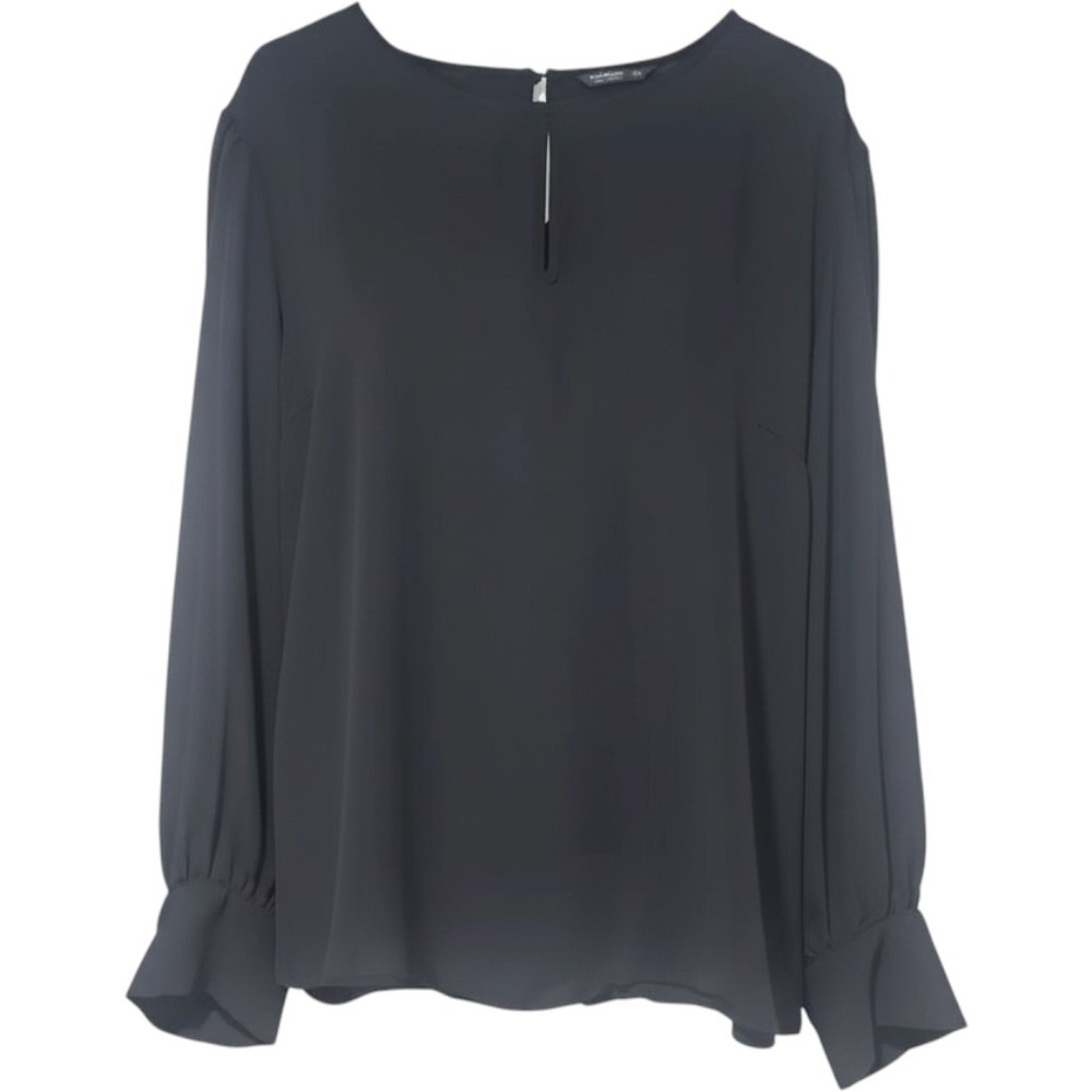 Shein Curve Blouse Long Sleeve Keyhole Neck Women's Size 3XL Black Plus‎ Top